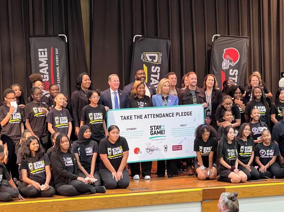 Stay in the Game attendance pledge event with students